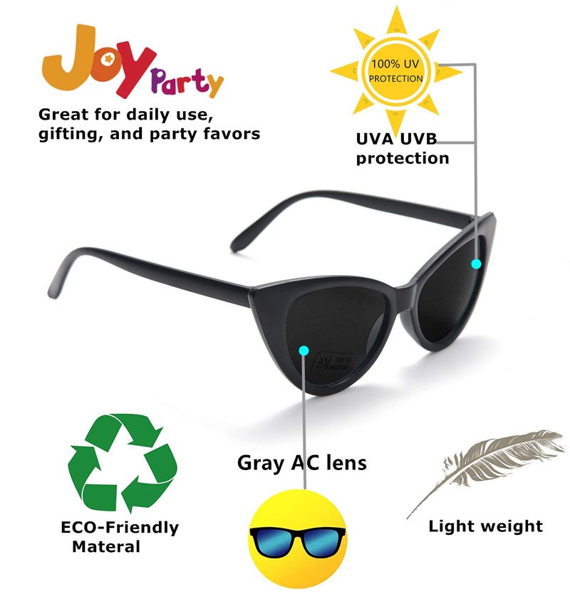 Eyegla Black Sunglasses Bulk Cat Eye Sunglasses Party Favor 1950s Inspired Glasses Set-10Pack - Image 4